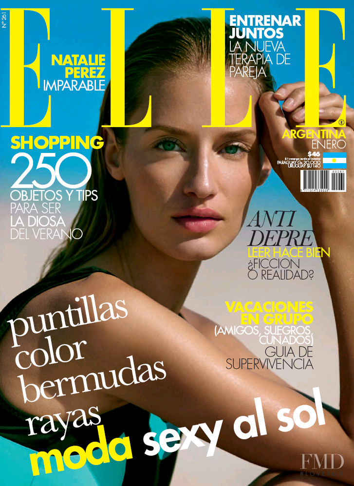 Linda Vojtova featured on the Elle Argentina cover from January 2016