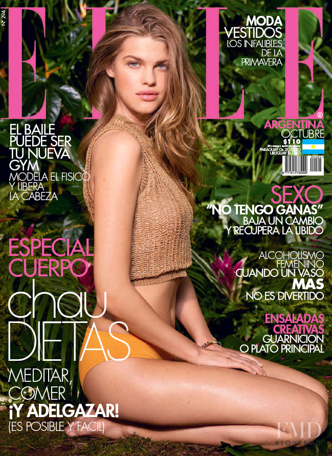 Kim Celina Riekenberg featured on the Elle Argentina cover from October 2018