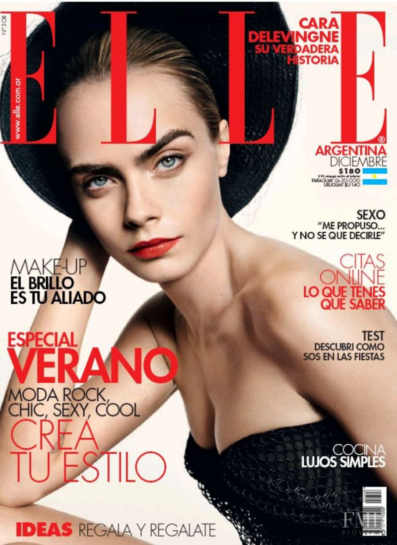 Cara Delevingne featured on the Elle Argentina cover from December 2019