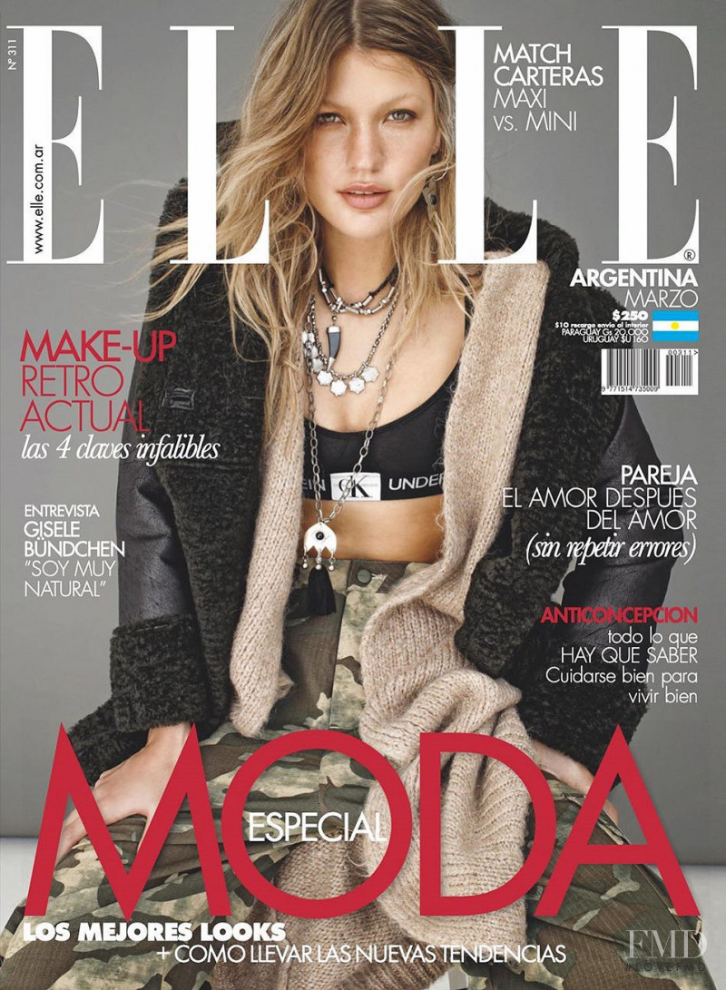 Mariana Bayon featured on the Elle Argentina cover from March 2020