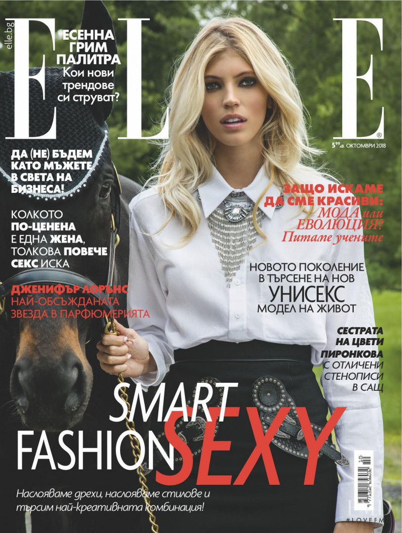 Devon Windsor featured on the Elle Bulgaria cover from October 2018