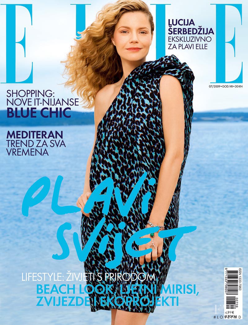 Lucija Serbedzija featured on the Elle Croatia cover from July 2009