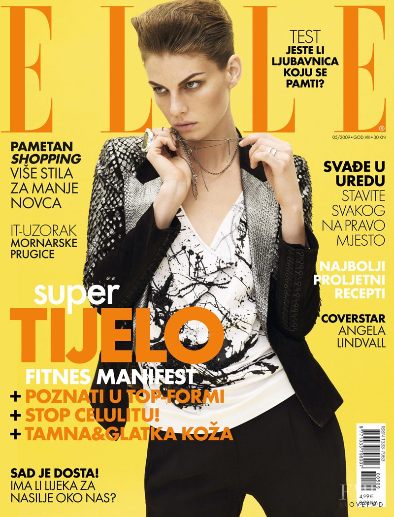 Angela Lindvall featured on the Elle Croatia cover from May 2009