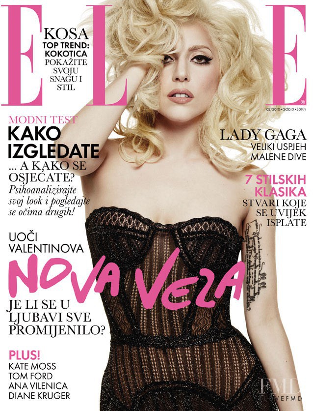 Lady Gaga featured on the Elle Croatia cover from February 2010