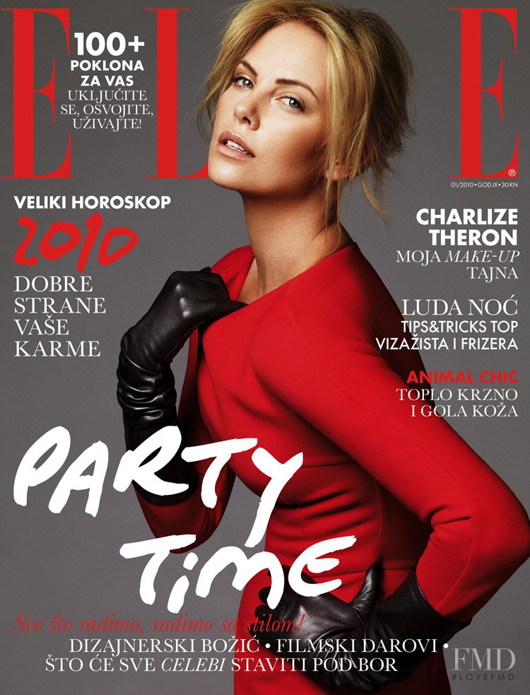 Charlize Theron  featured on the Elle Croatia cover from January 2010