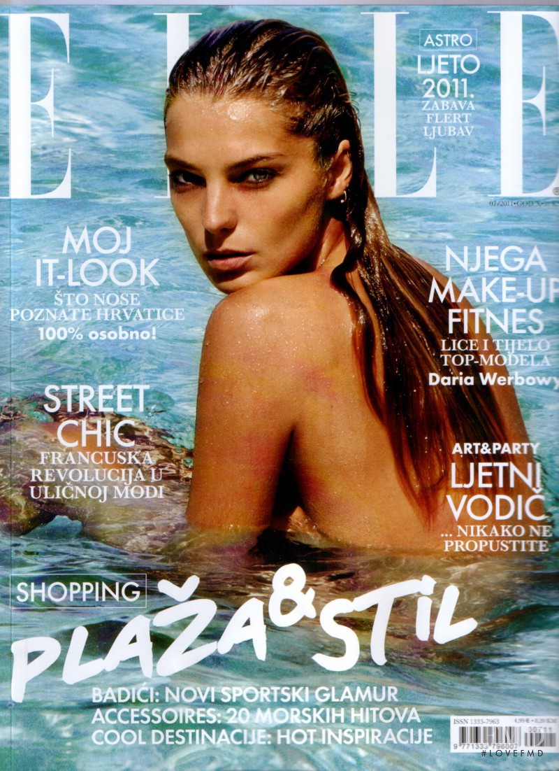 Daria Werbowy featured on the Elle Croatia cover from July 2011