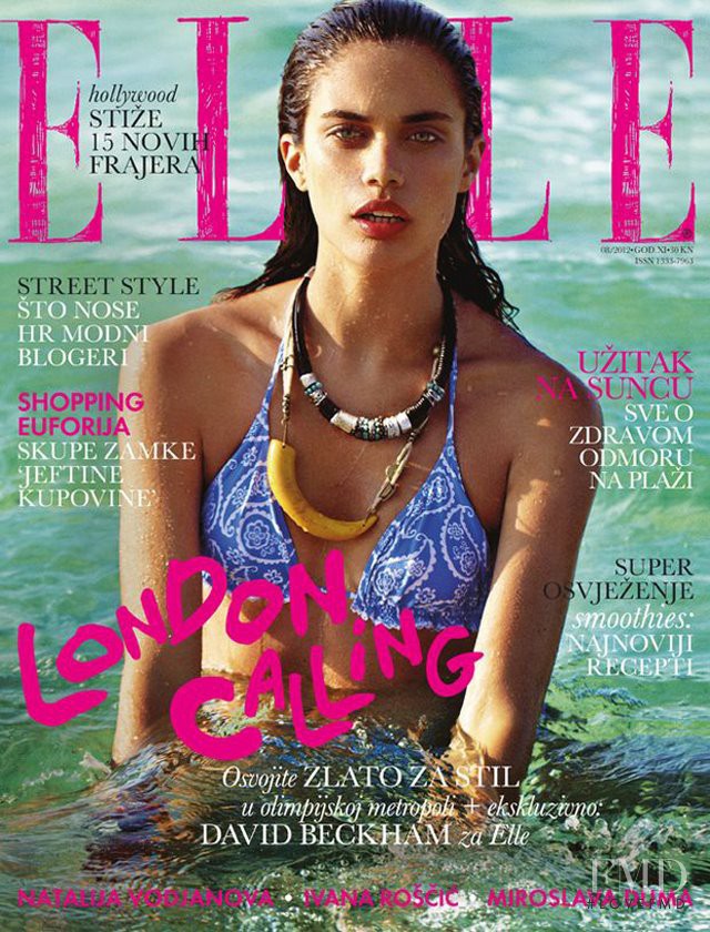 Sara Sampaio featured on the Elle Croatia cover from August 2012