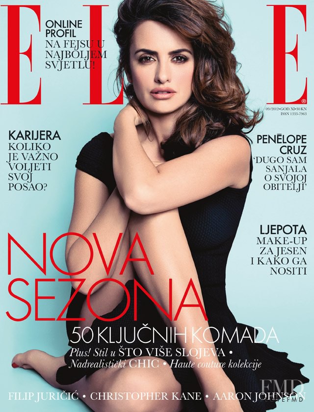 Penélope Cruz featured on the Elle Croatia cover from September 2012