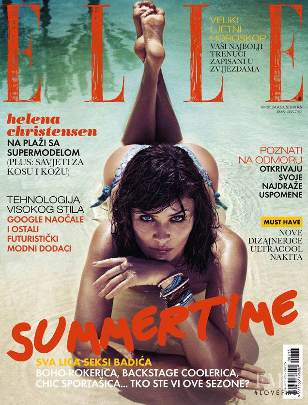 Helena Christensen featured on the Elle Croatia cover from August 2013