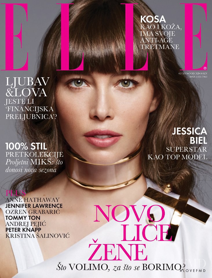 Cover with Jessica Biel February 2013 of HR based magazine Elle Croatia fro...