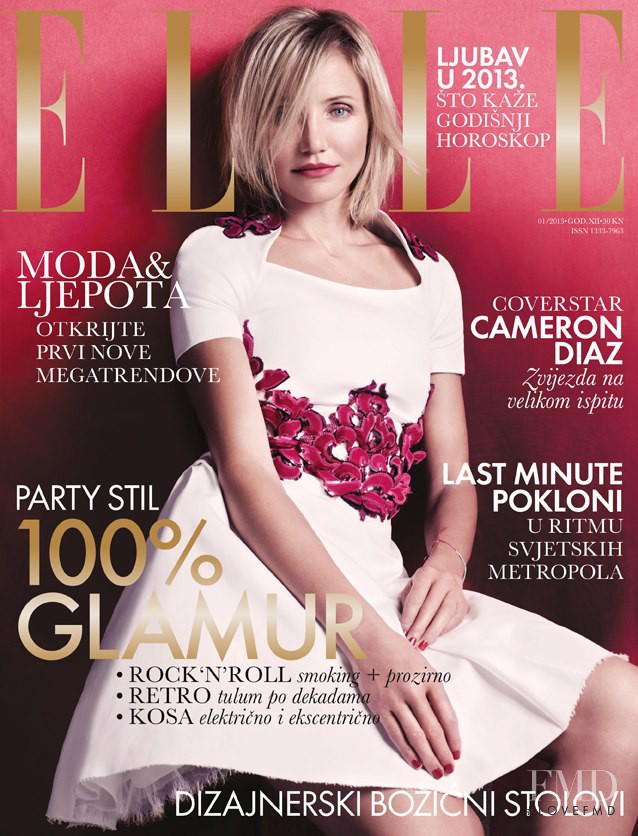 Cameron Diaz featured on the Elle Croatia cover from January 2013