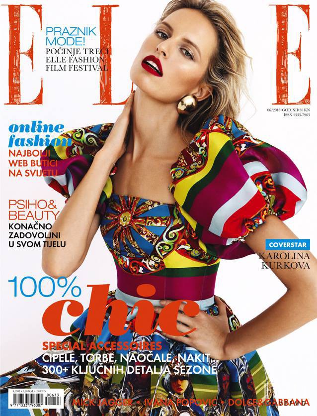 Karolina Kurkova featured on the Elle Croatia cover from June 2013