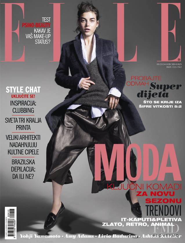 Tatiana Cotliar featured on the Elle Croatia cover from September 2013