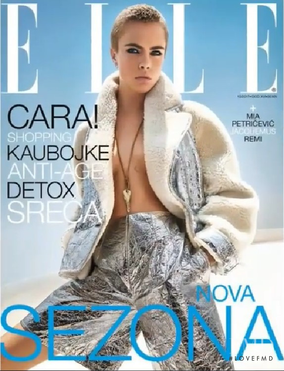 Cara Delevingne featured on the Elle Croatia cover from October 2017