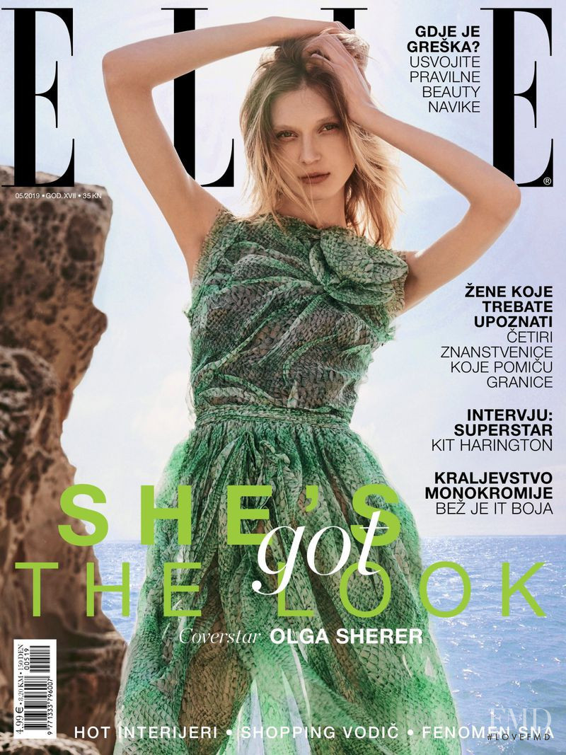 Olga Sherer featured on the Elle Croatia cover from May 2019