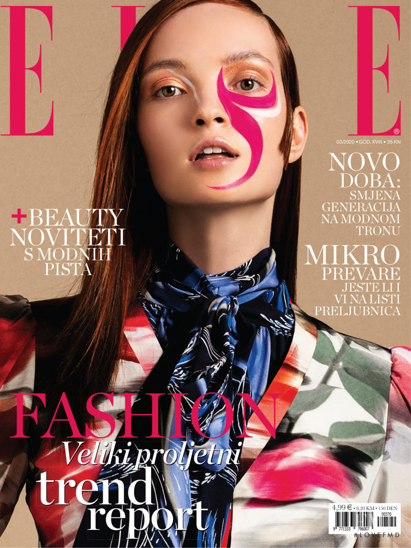 Elena Sartison featured on the Elle Croatia cover from March 2020