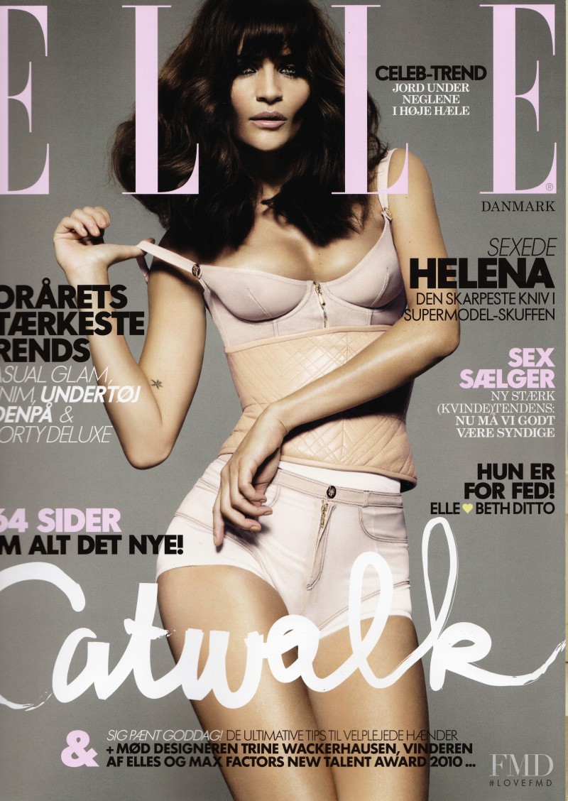 Helena Christensen featured on the Elle Denmark cover from February 2010