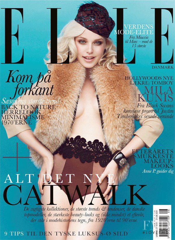 Felicia Karlahag featured on the Elle Denmark cover from August 2011