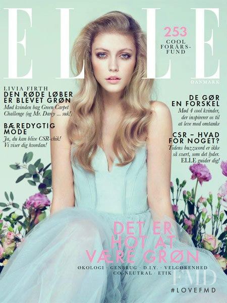 Lucia Jonova featured on the Elle Denmark cover from April 2013