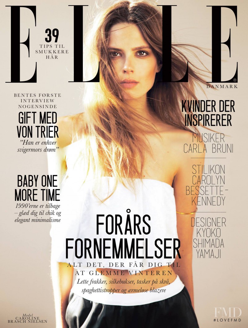 Caroline Brasch Nielsen featured on the Elle Denmark cover from January 2014