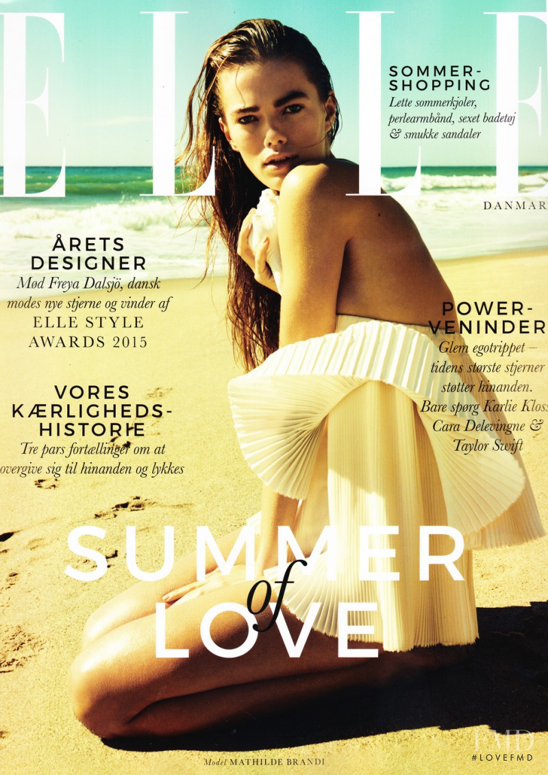 Mathilde Brandi featured on the Elle Denmark cover from June 2015