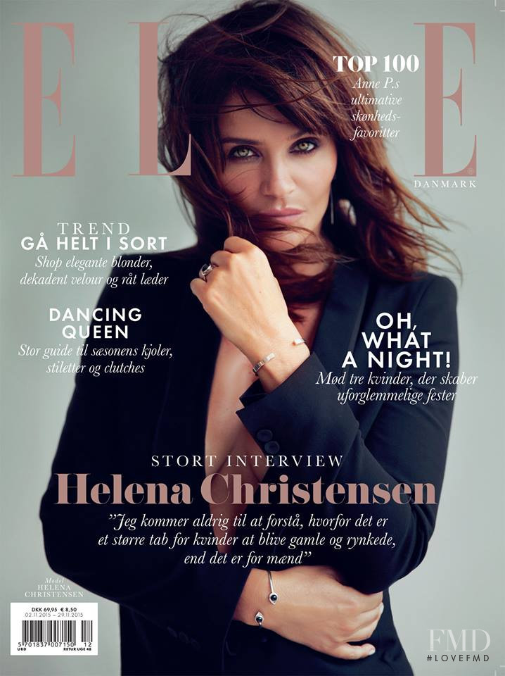 Helena Christensen featured on the Elle Denmark cover from November 2015