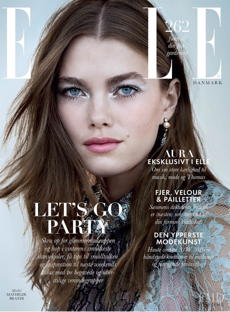 Mathilde Brandi featured on the Elle Denmark cover from December 2016