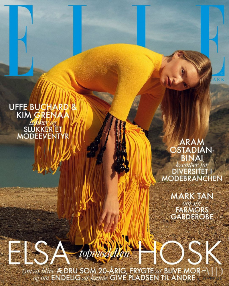 Elsa Hosk featured on the Elle Denmark cover from April 2022