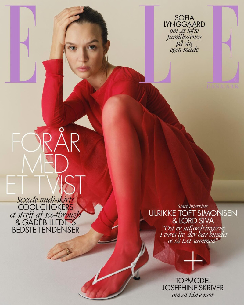 Josephine Skriver featured on the Elle Denmark cover from March 2024