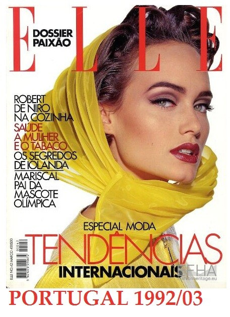 Amber Valletta featured on the Elle Portugal cover from March 1992
