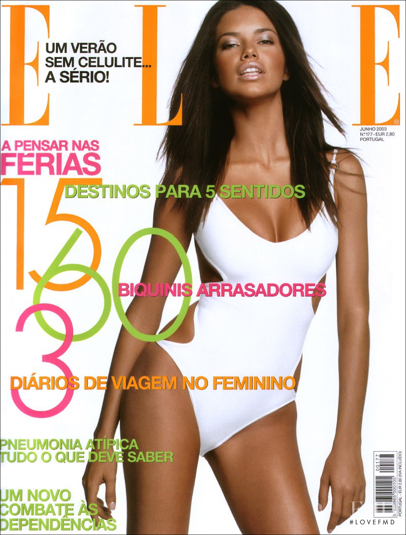 Adriana Lima featured on the Elle Portugal cover from June 2003