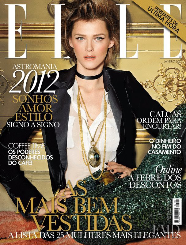 Carmen Kass featured on the Elle Portugal cover from January 2012