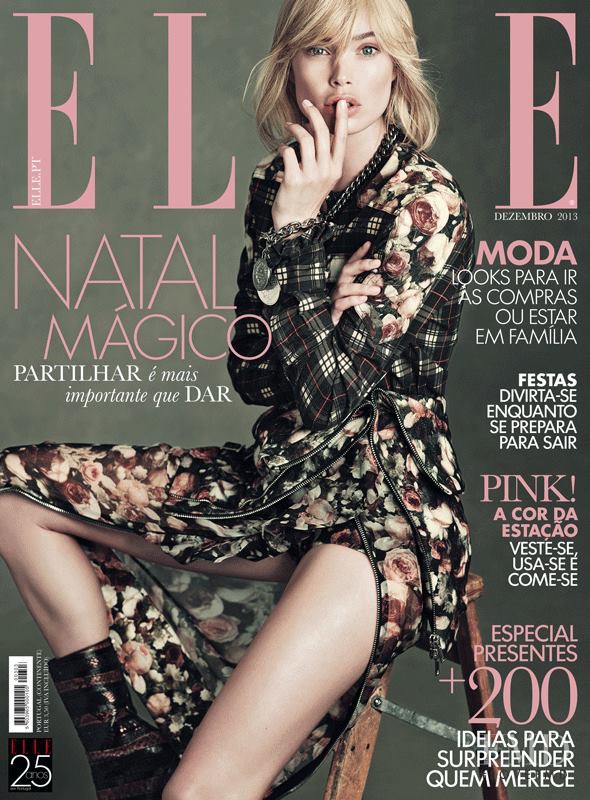Doutzen Kroes featured on the Elle Portugal cover from December 2013
