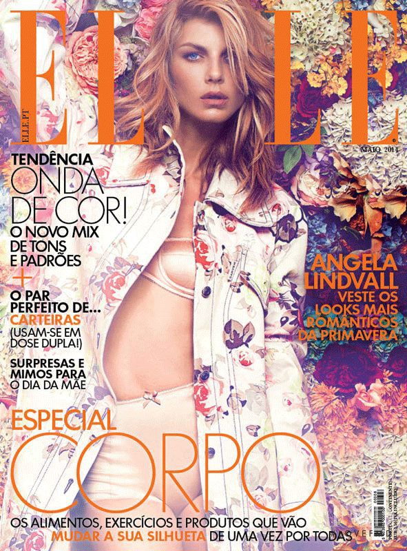 Angela Lindvall featured on the Elle Portugal cover from May 2014