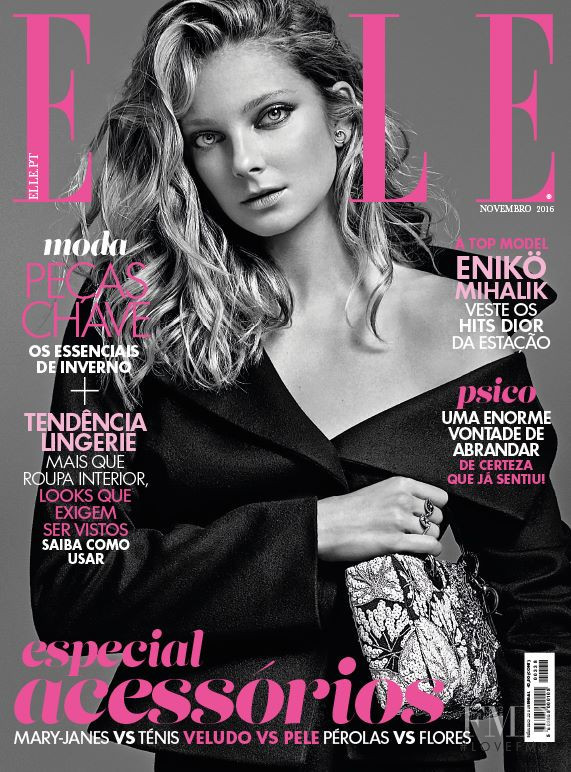 Eniko Mihalik featured on the Elle Portugal cover from November 2016