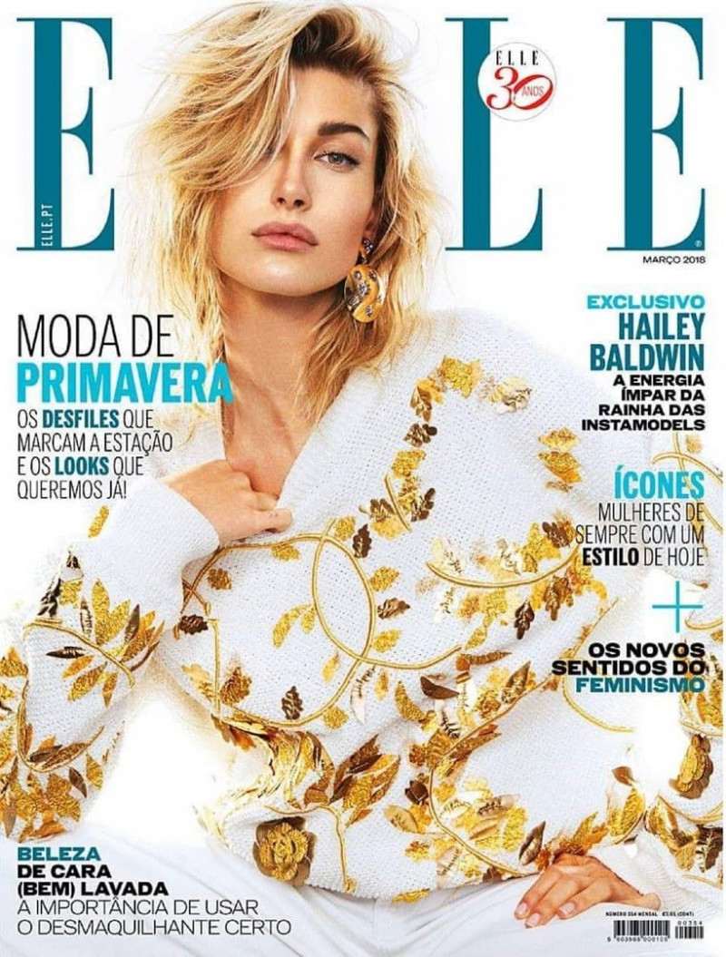 Hailey Baldwin Bieber featured on the Elle Portugal cover from March 2018