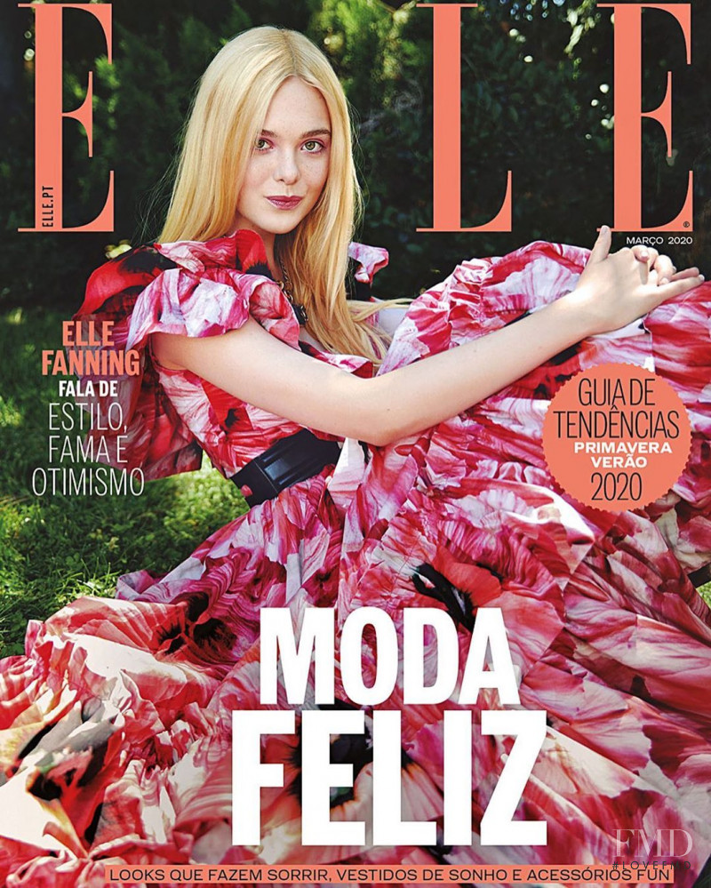 Elle Fanning featured on the Elle Portugal cover from March 2020