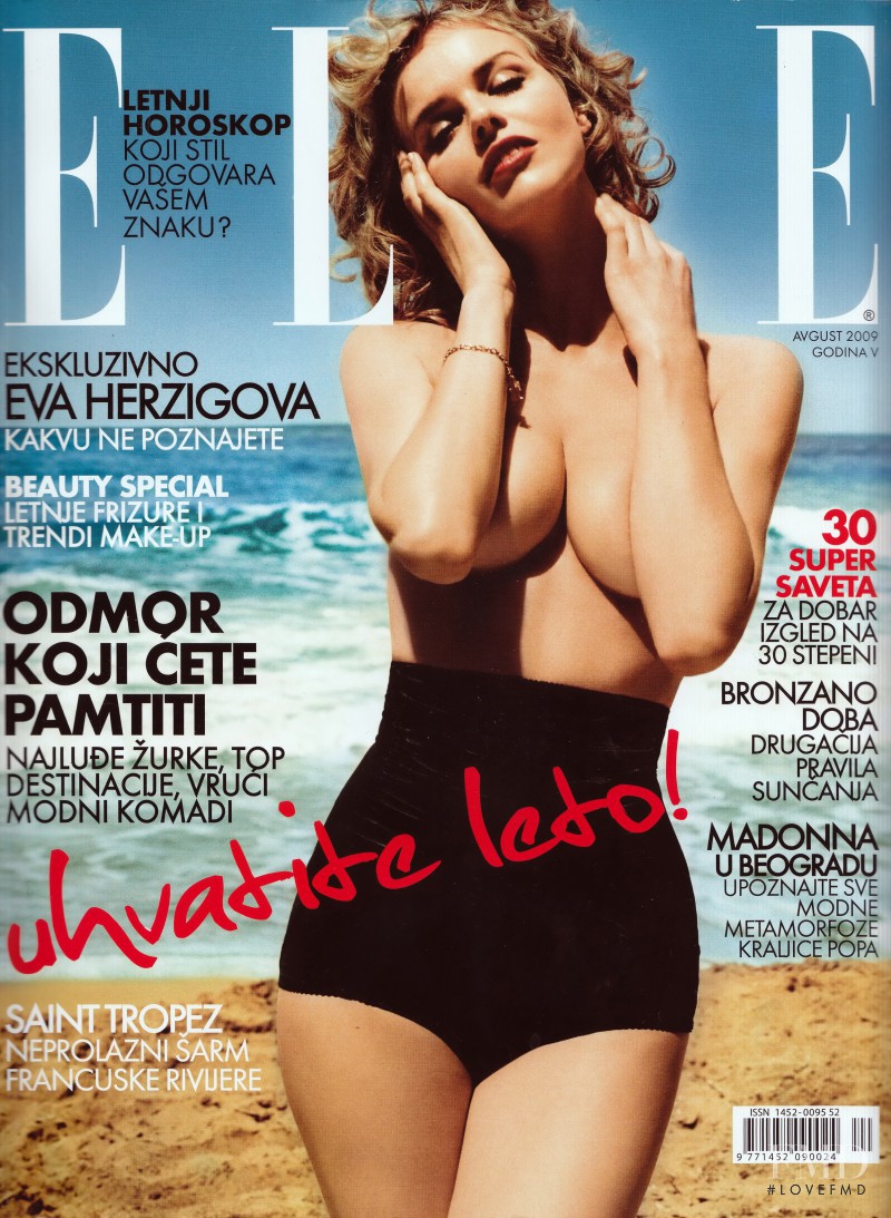 Eva Herzigova featured on the Elle Serbia cover from August 2009