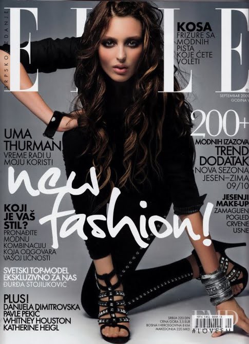 Georgina Stojiljkovic featured on the Elle Serbia cover from September 2009