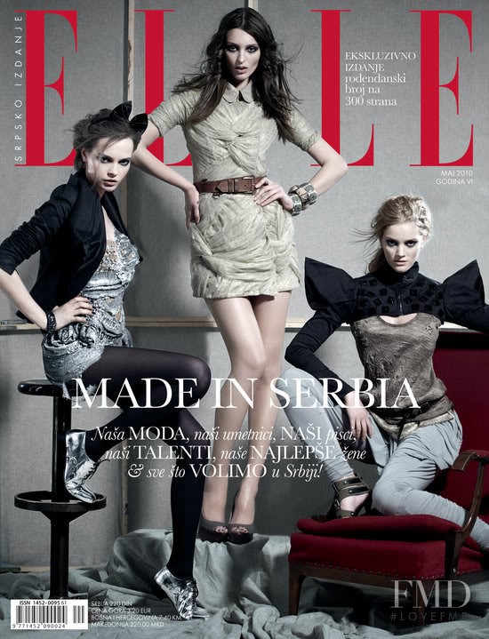 Olya Ivanisevic, Mina Cvetkovic, Georgina Stojiljkovic featured on the Elle Serbia cover from May 2010