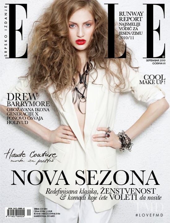 Simona Andrejic featured on the Elle Serbia cover from September 2010