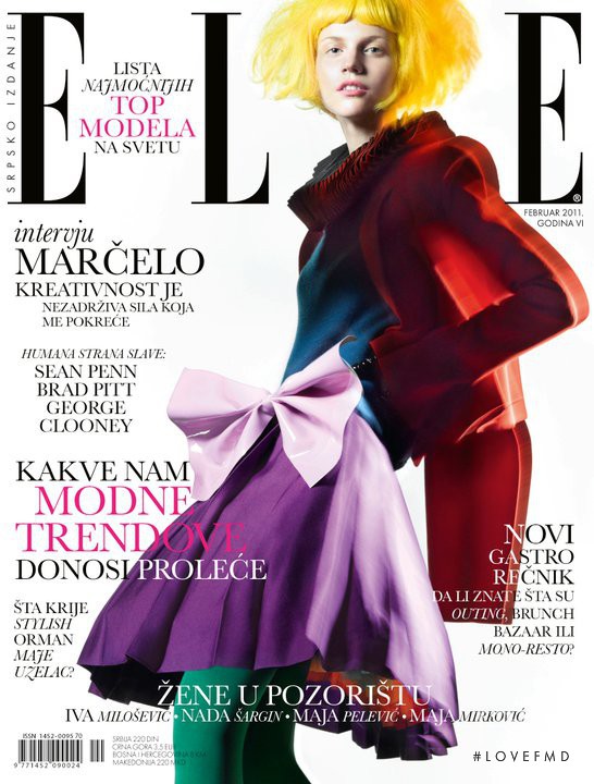 Angelina Bogatyrova featured on the Elle Serbia cover from February 2011