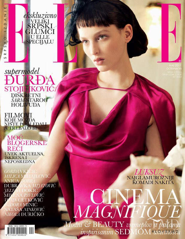 Georgina Stojiljkovic featured on the Elle Serbia cover from May 2011
