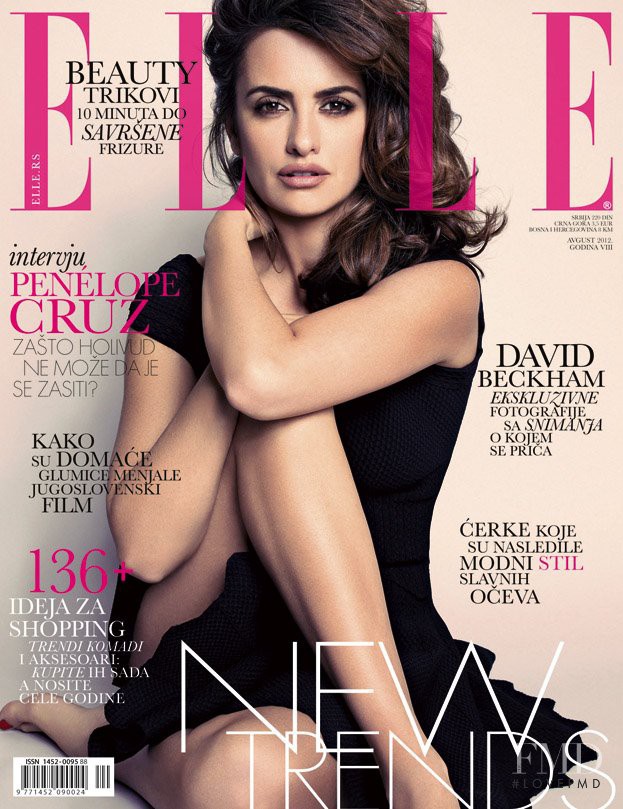 Penélope Cruz featured on the Elle Serbia cover from August 2012