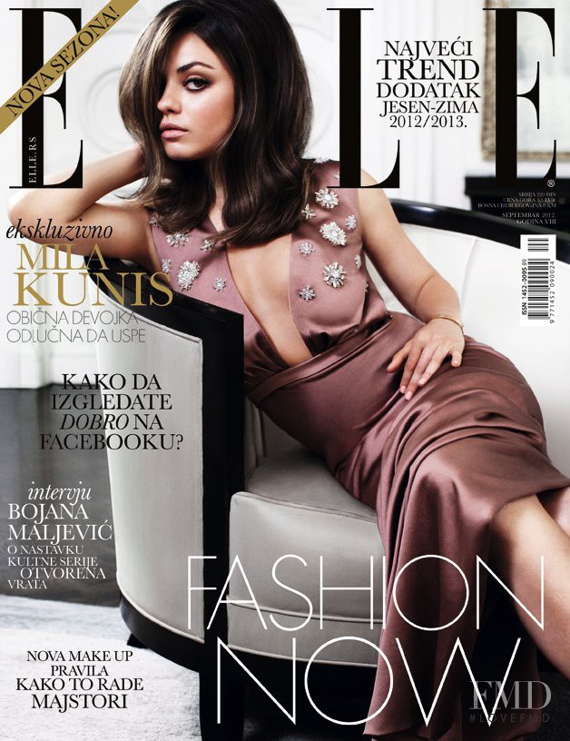 Mila Kunis featured on the Elle Serbia cover from September 2012