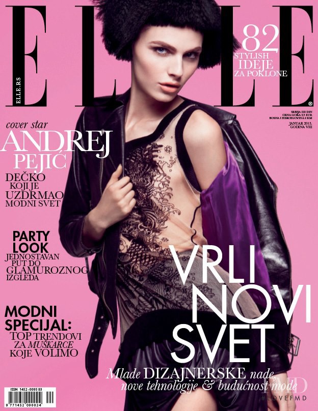 Andrej Pejic featured on the Elle Serbia cover from January 2013