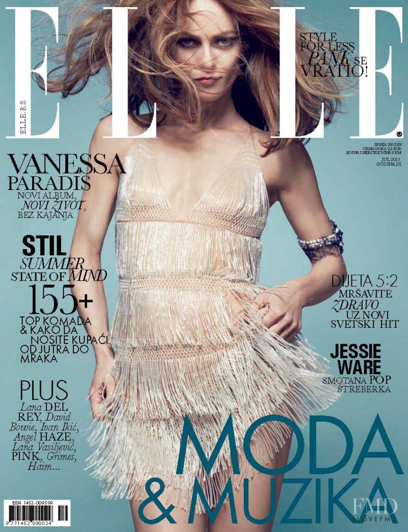 Vanessa Paradis featured on the Elle Serbia cover from July 2013