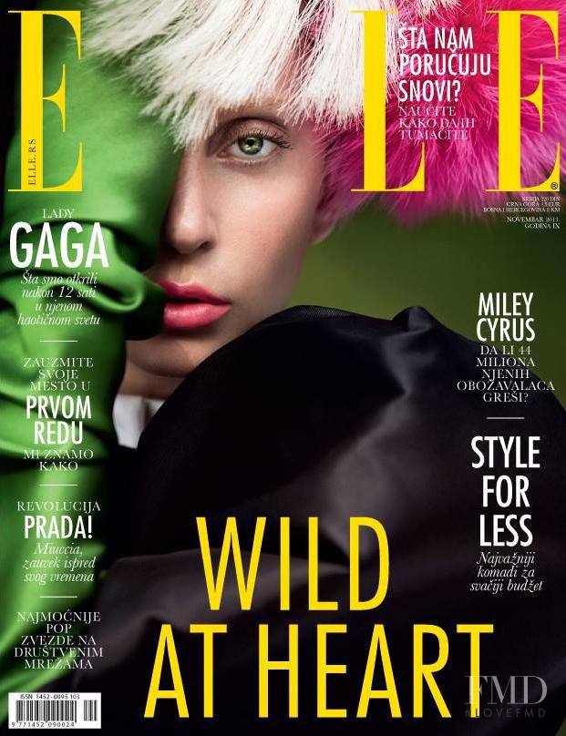 Lady Gaga featured on the Elle Serbia cover from November 2013