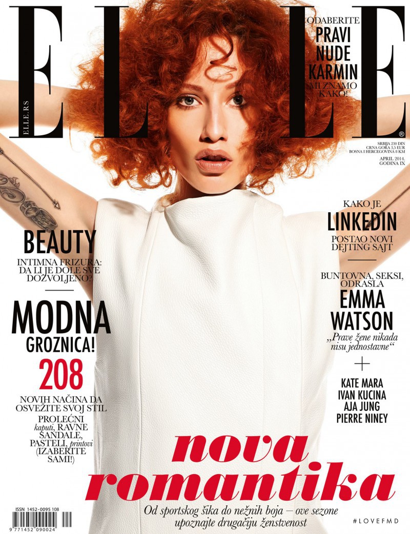 Marina Krtinic featured on the Elle Serbia cover from April 2014