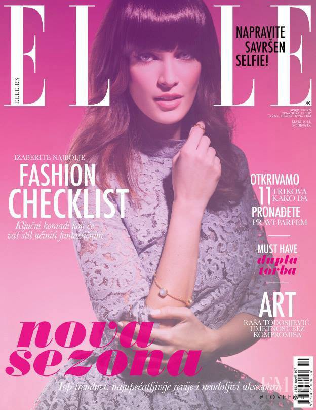 Jelena Kovacic featured on the Elle Serbia cover from March 2014